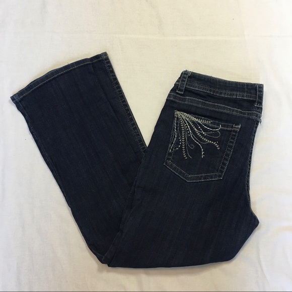 Lee Slender Secret Lower on the Waist Dark Wash Embellished Jeans, 14P - Picture 7 of 9